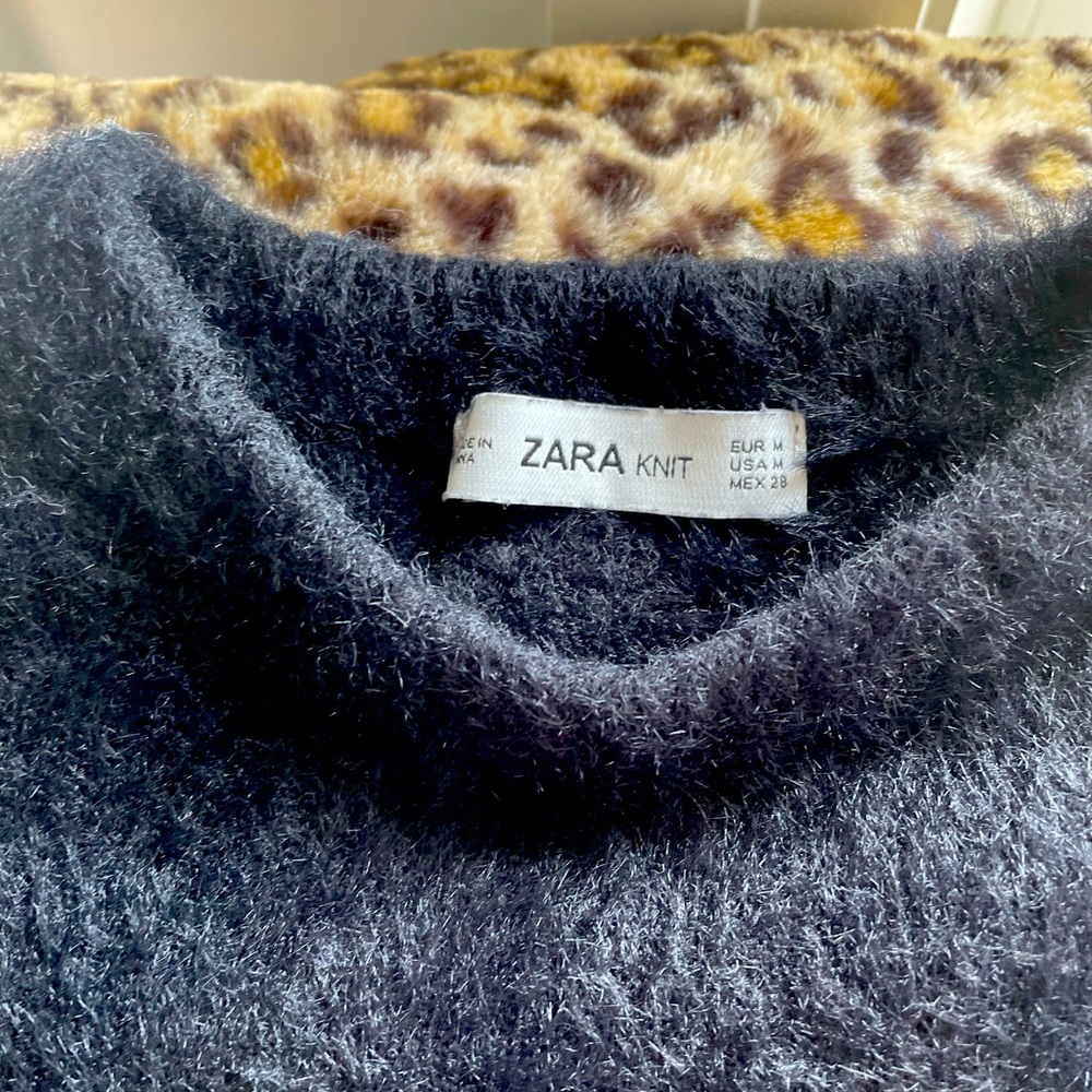 Zara black knit blouse